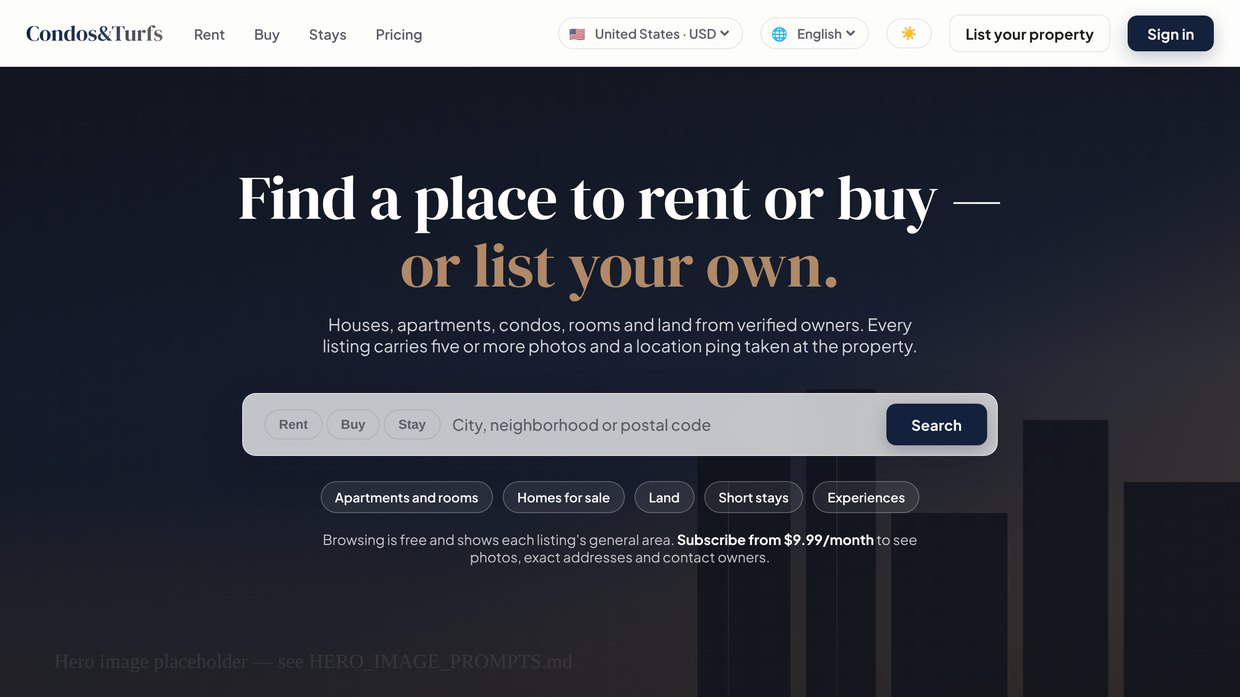 CondosAndTurfs home page