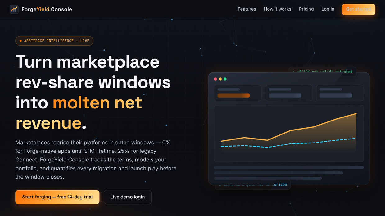 ForgeYield Console home page