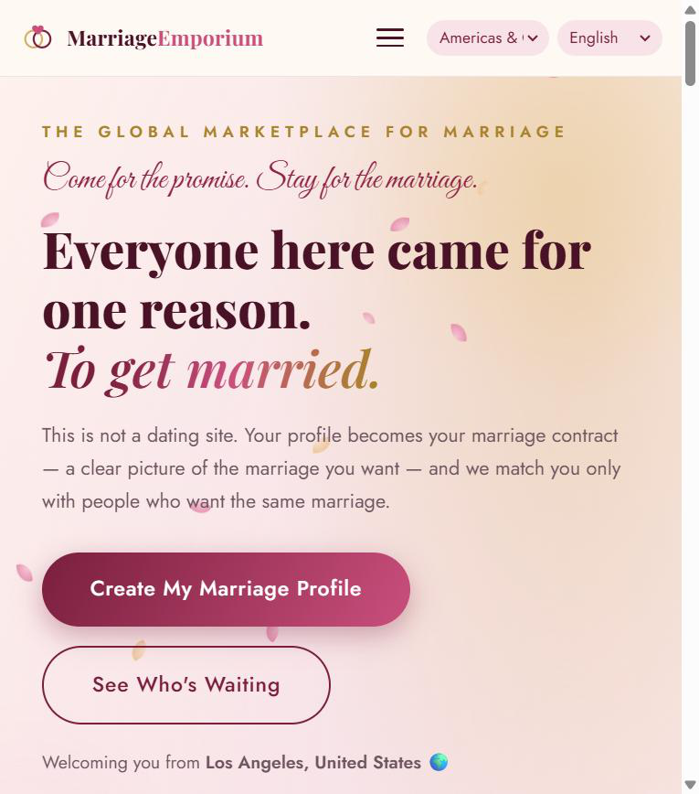 Marriage Emporium home page