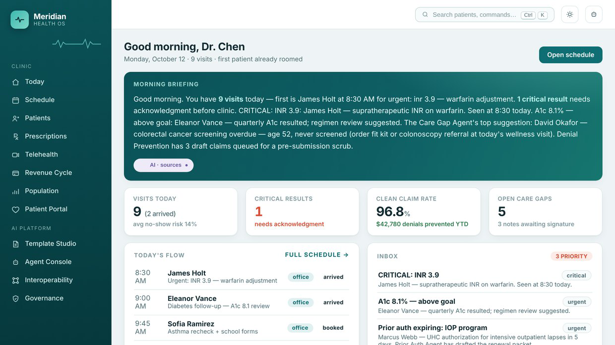 Meridian Health OS home page