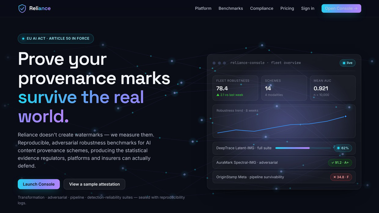 Reliance home page